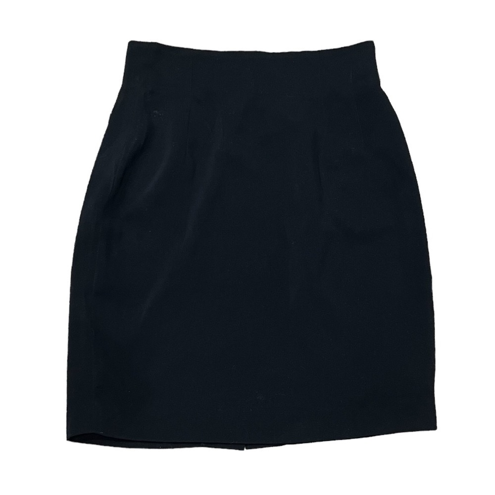Le Ca Wear Black Pleated Back Slit Lined Skirt Size 38 Women's